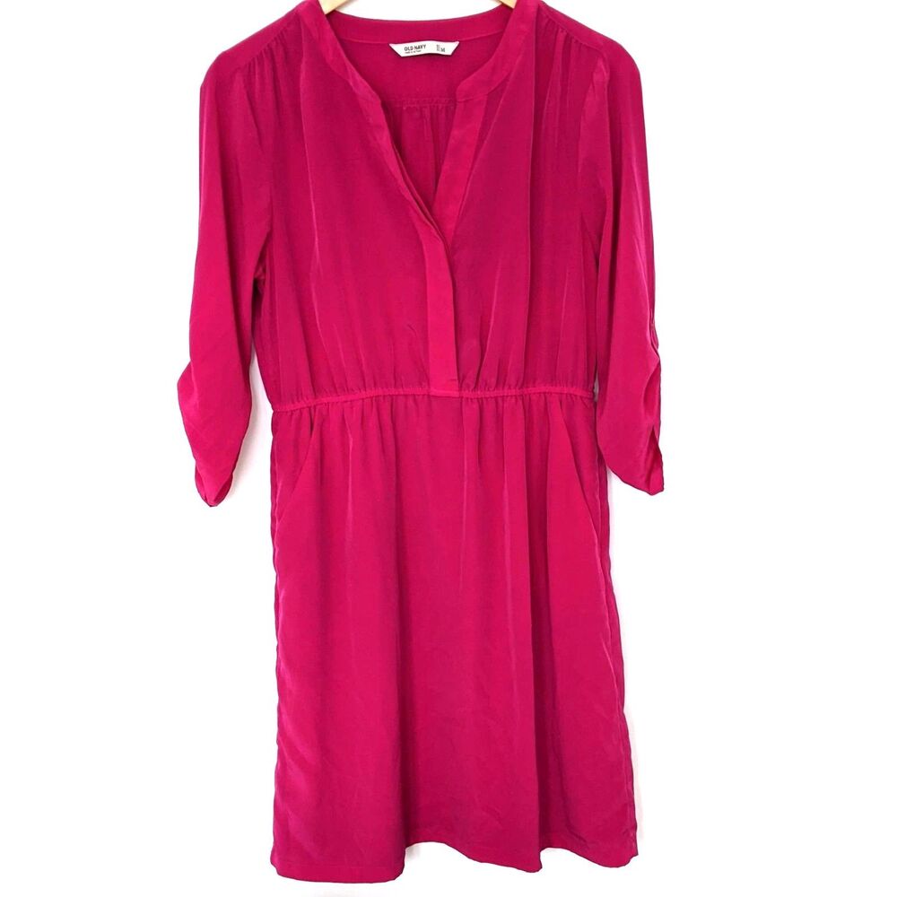 Women's Old Navy Hot Pink 3/4 Sleeve Dress Size M
